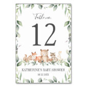 森林動物緑の誕生日ベビーシャワー テーブルナンバー (裏面)