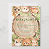 森林動物自然ウッドランド男の赤ちゃんシャワー 招待状 (正面)