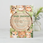 森林動物自然ウッドランド男の赤ちゃんシャワー 招待状 (スタンド正面)