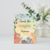 森林動物赤ちゃんシャワーありがとうはがき ポストカード (スタンド正面)