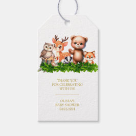 森林動物赤ちゃんシャワーありがとうラベル ギフトタグ