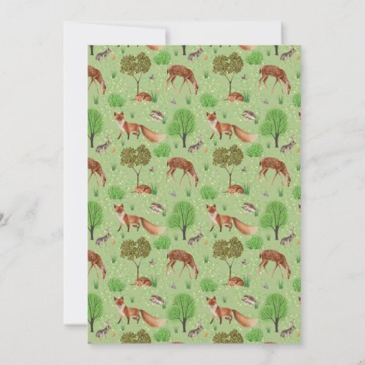 森林動物赤ちゃんシャワーアドバイス予測カード 招待状 (裏面)