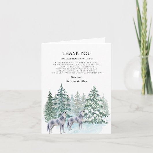 森林動物赤ちゃんシャワーサンキューカード サンキューカード (正面)