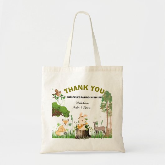 森林動物赤ちゃんシャワートートバッグ トートバッグ (正面)
