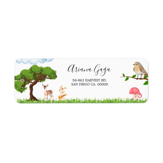 森林動物赤ちゃんシャワー住所 シール (正面)