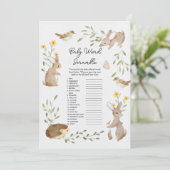 森林動物赤ちゃんシャワー単語スクランブルゲームカード 招待状 (スタンド正面)