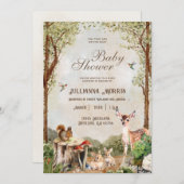 森林動物赤ちゃんシャワー招待状男の子または女の子 招待状 (正面/裏面)
