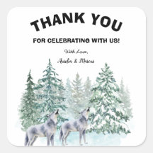 森林動物赤ちゃんシャワー正方形ステッカー