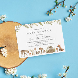森林動物赤ちゃんシャワー葉書招待状 ポストカード
