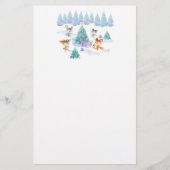 森林動物踊りのまわりにクリスマスツリー 便箋 (正面)