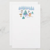 森林動物踊りのまわりにクリスマスツリー 便箋 (正面/裏面)