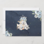 森林動物部族の青い野生動物1歳の誕生日 招待状 (裏面)