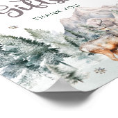 森林動物鹿の冬のカードとプレゼント ポスター (角)