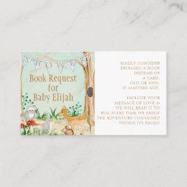 森林動物鹿フクロウの本を読む 名刺