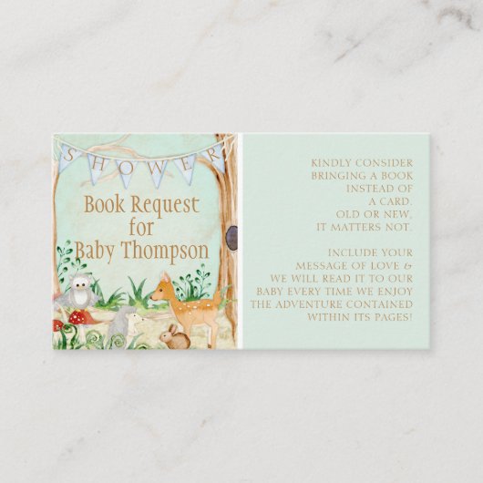 森林動物鹿フクロウの森林図書の依頼 名刺 (正面)