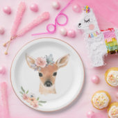 森林動物鹿水彩フローラ ペーパープレート (パーティー)