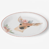 森林動物鹿水彩フローラ ペーパープレート (アングル)