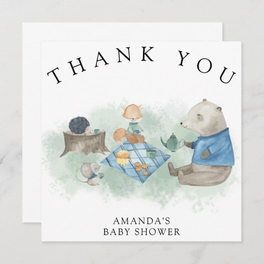 森林動物 – ありがとう サンキューカード (正面/裏面)