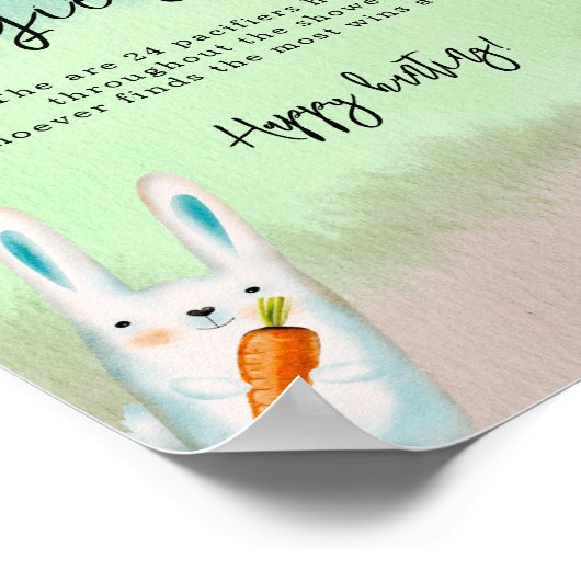 森林動物 – おしゃぶり狩りゲーム赤ちゃんシャワー ポスター (角)