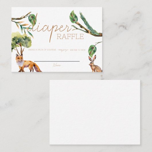 森林動物 |おむつラッフルカード | Wh. プレイスカード (正面/裏面)