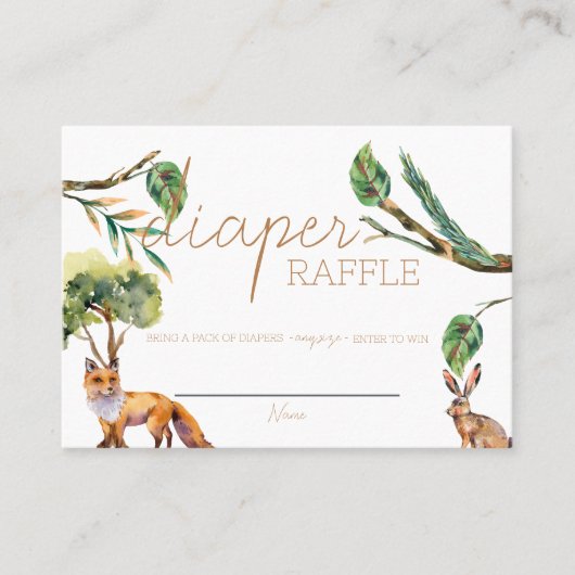 森林動物 |おむつラッフルカード | Wh. プレイスカード (正面)