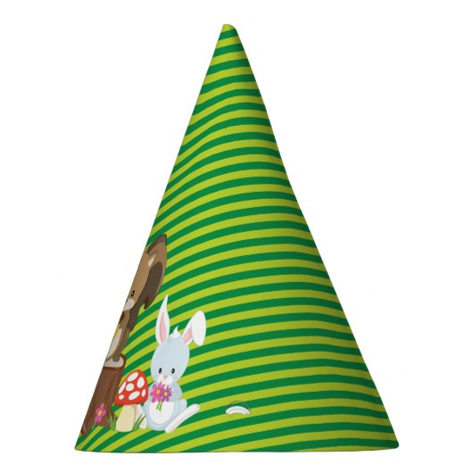 森林動物|のアライグマ|のリス|のウサギ パーティーハット (右)