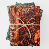 森林動物，キツネとヘアーズレッドグリーンフローラ ラッピングペーパーシート (インサイチュ)