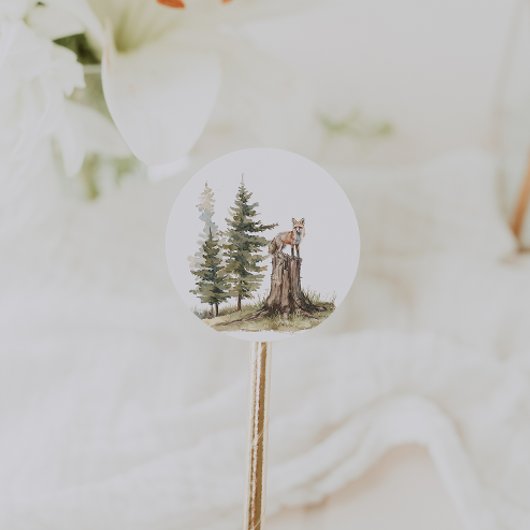 森林動物 | キツネの赤ちゃんシャワーの好意 ラウンドシール