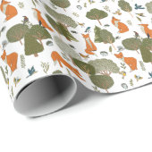 森林動物:キツネ、鳥柄 ラッピングペーパー (ロールコーナー)