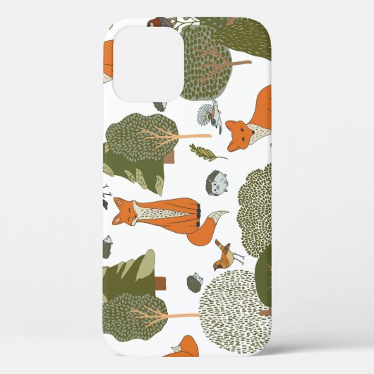 森林動物:キツネ、鳥柄 Case-Mate iPhoneケース (裏面)