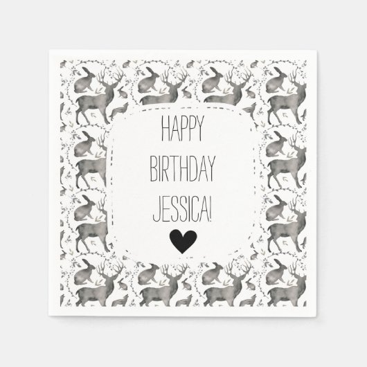 森林動物 スタンダードカクテルナプキン (正面)