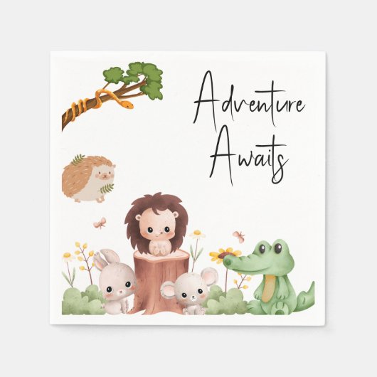 森林動物 スタンダードカクテルナプキン (正面)