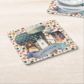 森林動物 – トライバルワイルドワンカスタマイズ スクエアペーパーコースター (アングル)