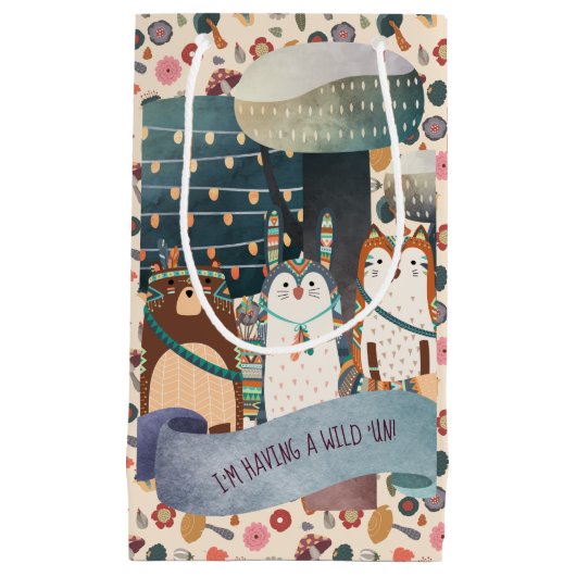 森林動物 – トライバルワイルドワンカスタマイズ スモールペーパーバッグ (正面)