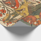 森林動物，ヒョウ，ジャッカル，ウサギ，花 ラッピングペーパー (角)