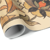 森林動物，ヒョウ，ジャッカル，ウサギ，花 ラッピングペーパー (ロールコーナー)