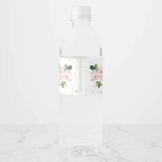 森林動物,ピンクの花,赤ちゃんシャワー ペットボトルラベル (裏面)