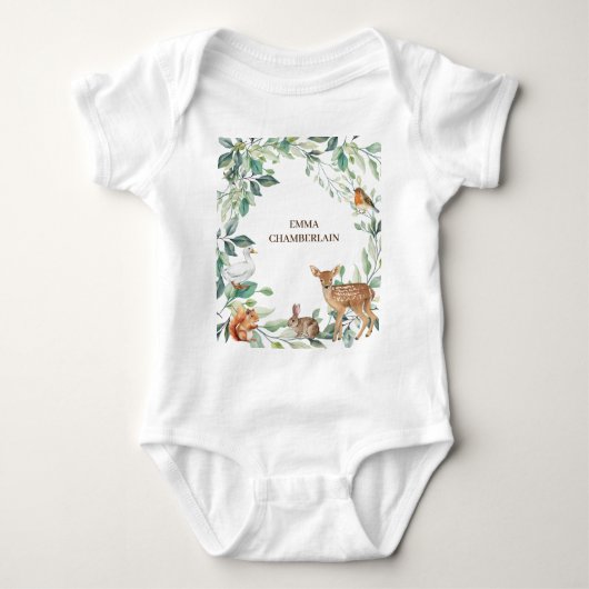 森林動物 ベビーボディスーツ (正面)