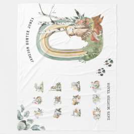 森林動物 |ベビーマイルストーン一括 フリースブランケット