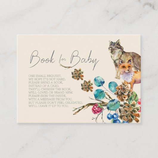 森林動物 |ベビー挿入カード用ブック | Fem プレイスカード (正面)