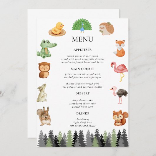 森林動物 メニュー (正面/裏面)