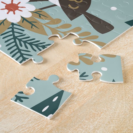 森林動物:冬のヴィンテージシームレス。 ジグソーパズル (側面)