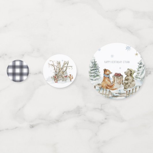 森林動物 |冬の誕生日パーティー コンフェッティ (正面)