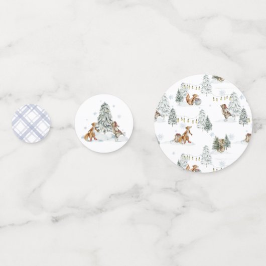 森林動物 |冬の誕生日パーティー コンフェッティ (裏面)