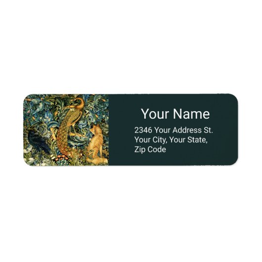 森林動物、孔雀およびキツネグリーンフローラ ラベル (正面)