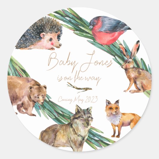 森林動物 数々の|-useステッカー |動物 ラウンドシール (正面)