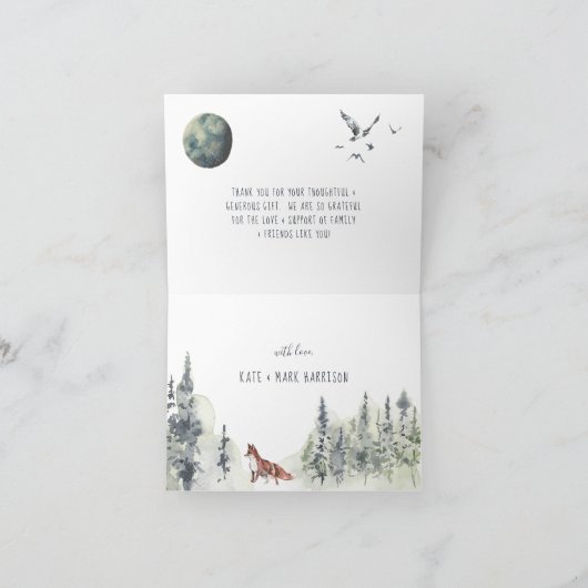 森林動物 |森の赤ちゃんシャワーありがとう サンキューカード (内部)
