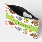 森林動物，森林動物，あなたの名前 アクセサリーポーチ (見開き)