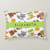 森林動物，森林動物，あなたの名前 アクセントクッション (正面)