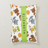 森林動物，森林動物，あなたの名前 アクセントクッション (正面(垂直))